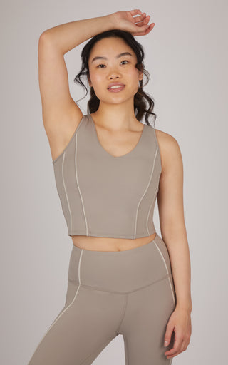 Lux Race Me Cropped Tank with Built in Bra
