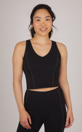Lux Race Me Cropped Tank with Built in Bra