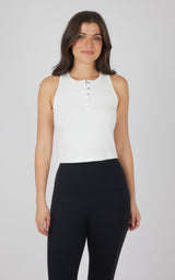 Heavenly Rib Adrienne Henley Crop Tank W/O Shelf Bra