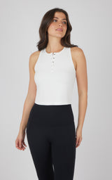 Heavenly Rib Adrienne Henley Crop Tank W/O Shelf Bra