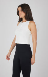 Heavenly Rib Adrienne Henley Crop Tank W/O Shelf Bra
