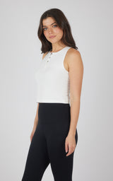 Heavenly Rib Adrienne Henley Crop Tank W/O Shelf Bra