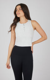 Heavenly Rib Adrienne Henley Crop Tank W/O Shelf Bra
