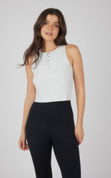 Heavenly Rib Adrienne Henley Crop Tank W/O Shelf Bra