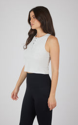 Heavenly Rib Adrienne Henley Crop Tank W/O Shelf Bra