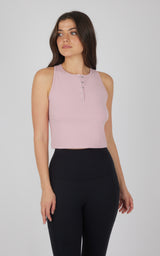 Heavenly Rib Adrienne Henley Crop Tank W/O Shelf Bra