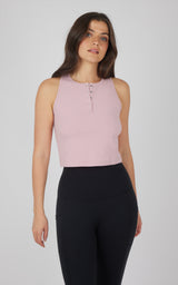 Heavenly Rib Adrienne Henley Crop Tank W/O Shelf Bra