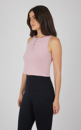 Heavenly Rib Adrienne Henley Crop Tank W/O Shelf Bra