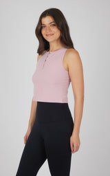 Heavenly Rib Adrienne Henley Crop Tank W/O Shelf Bra