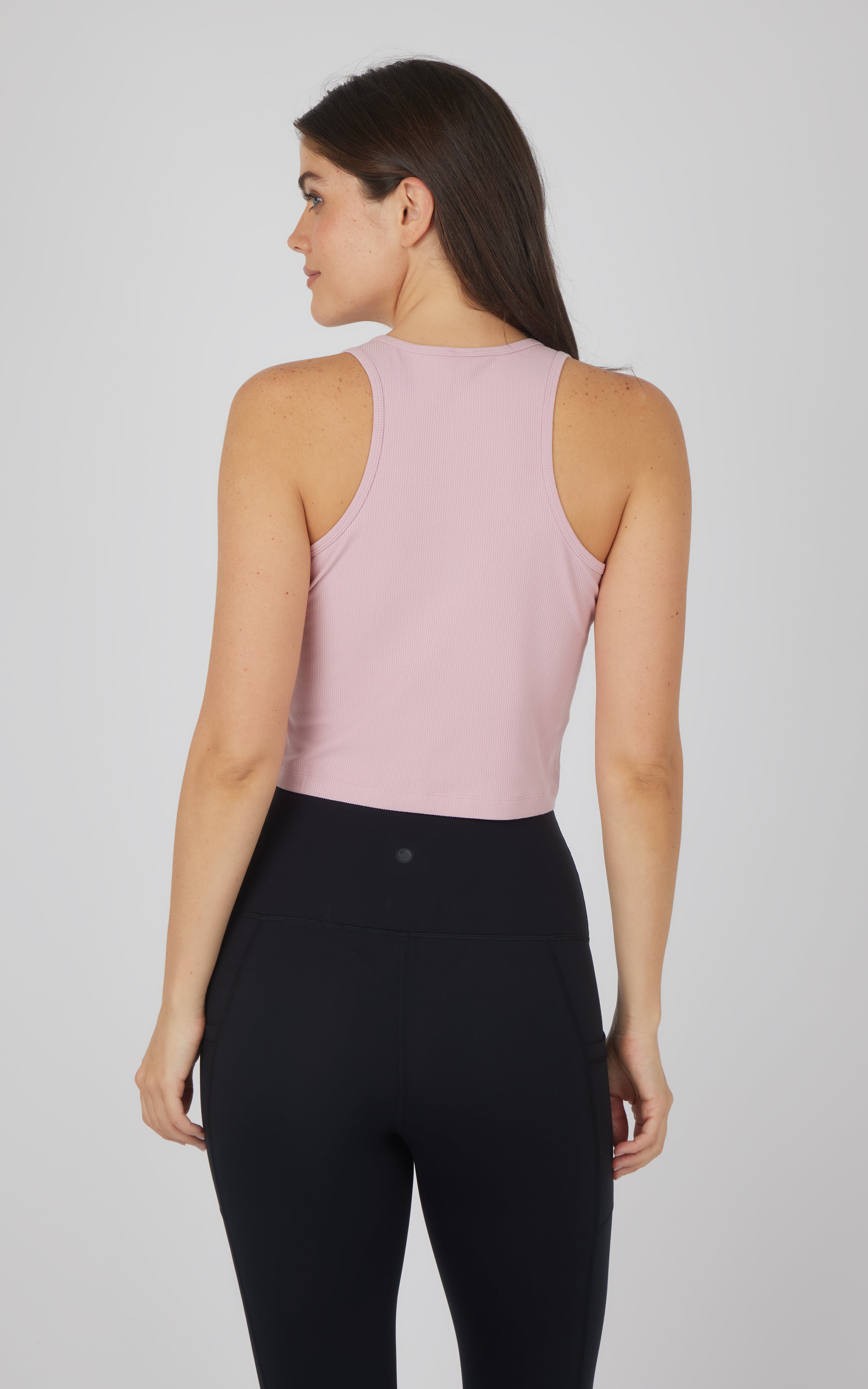 Heavenly Rib Adrienne Henley Crop Tank W/O Shelf Bra
