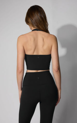 SKN JADA ROUNDED NECK CROPPED HALTER TANK WITH BRA INSIDE - 90 Degree by Reflex