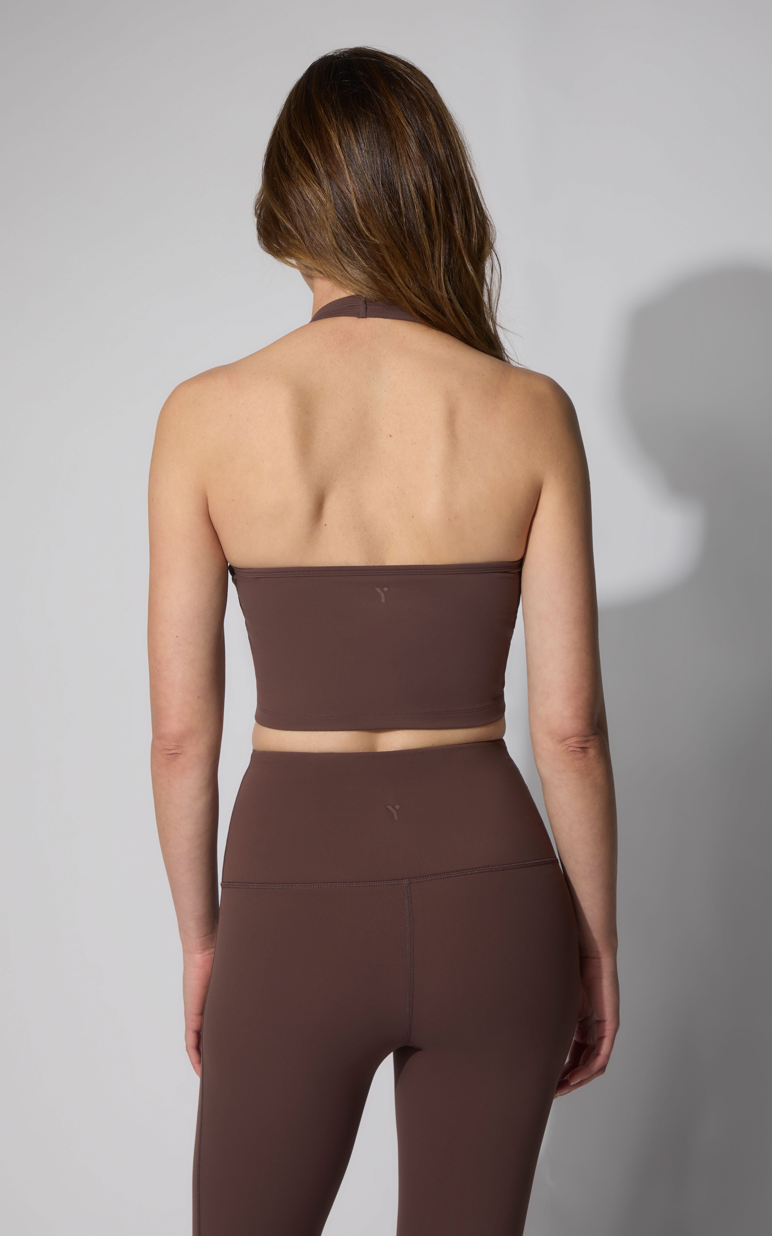 SKN JADA ROUNDED NECK CROPPED HALTER TANK WITH BRA INSIDE - 90 Degree by Reflex