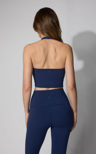 SKN JADA ROUNDED NECK CROPPED HALTER TANK WITH BRA INSIDE - 90 Degree by Reflex