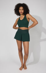 Rib Seamless Alamo V-Neck Bra Tank + Lightstreme Crossfire Short With Crossover Waistband and Inner Shorts 2pc S - 90 Degree by Reflex