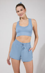 Seamless Rib Sorelle Double Layer Bra (With Cups) + Lightstreme Korra Running Short With Contrast Binding - 90 Degree by Reflex