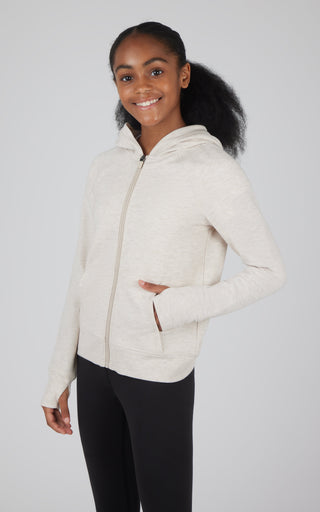 Girls Brushed Full Zip Hooded Jacket - 90 Degree by Reflex