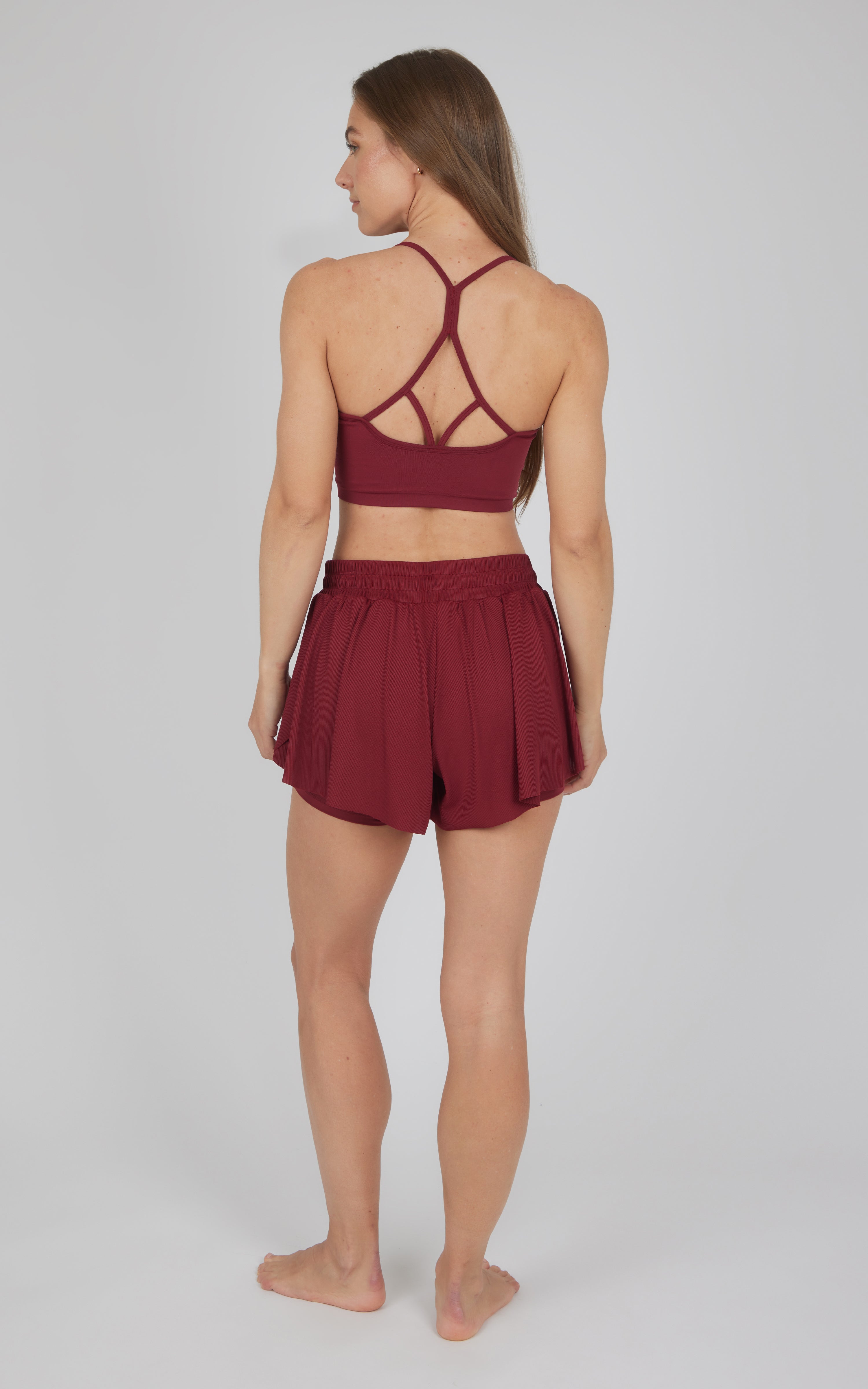2 PC Seamless Bra and Ribbed 2 in 1 Running Short - Our Petal Tone Story - 90 Degree by Reflex