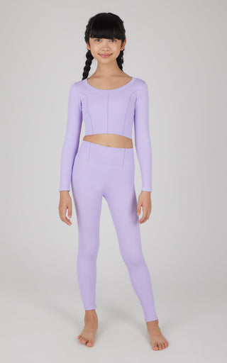 Girls 2 PC Seamless Ribbed Long Sleeve Top and Legging Set - 90 Degree by Reflex
