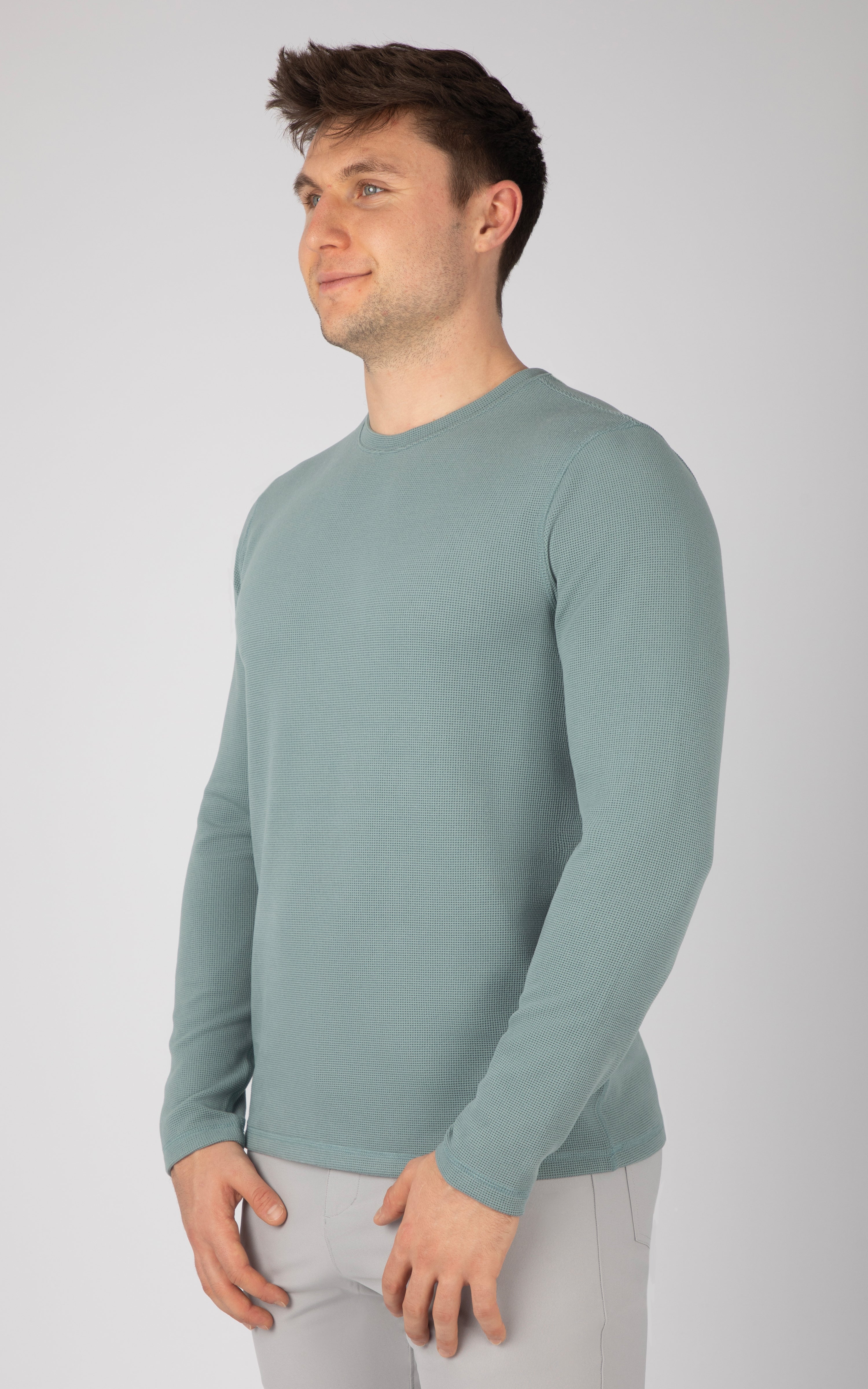 Mens Supreme Hyperlite Waffle Long Sleeve Crew Neck Shirt - 90 Degree by Reflex