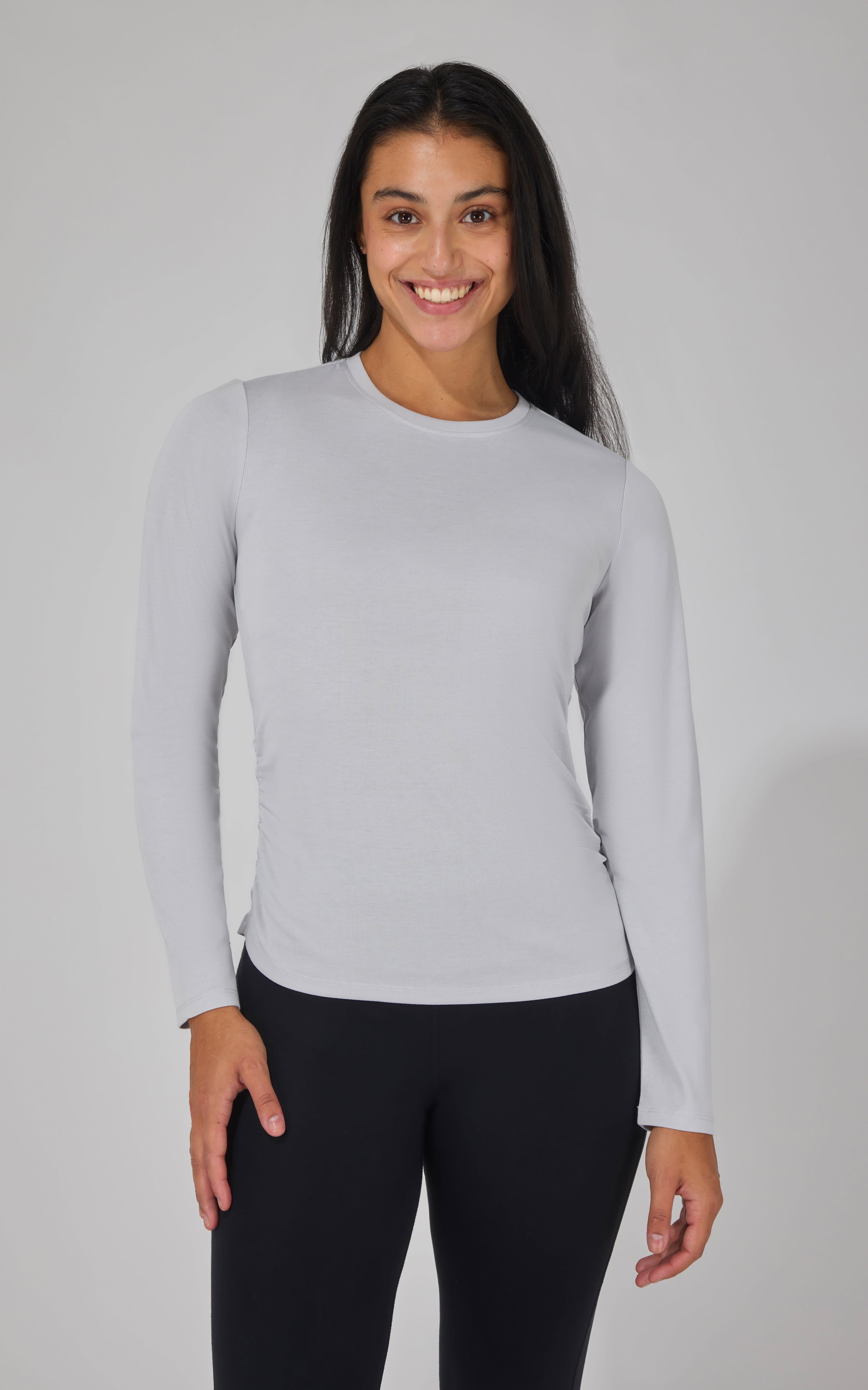 Yogalicious 2 PK Side Ruched Long Sleeve Top - 90 Degree by Reflex