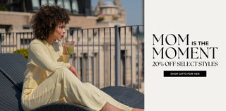 Woman in a yellow lounge set sitting outdoors with a drink, promotional text for 
