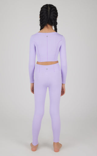 Girls 2 PC Seamless Ribbed Long Sleeve Top and Legging Set - 90 Degree by Reflex