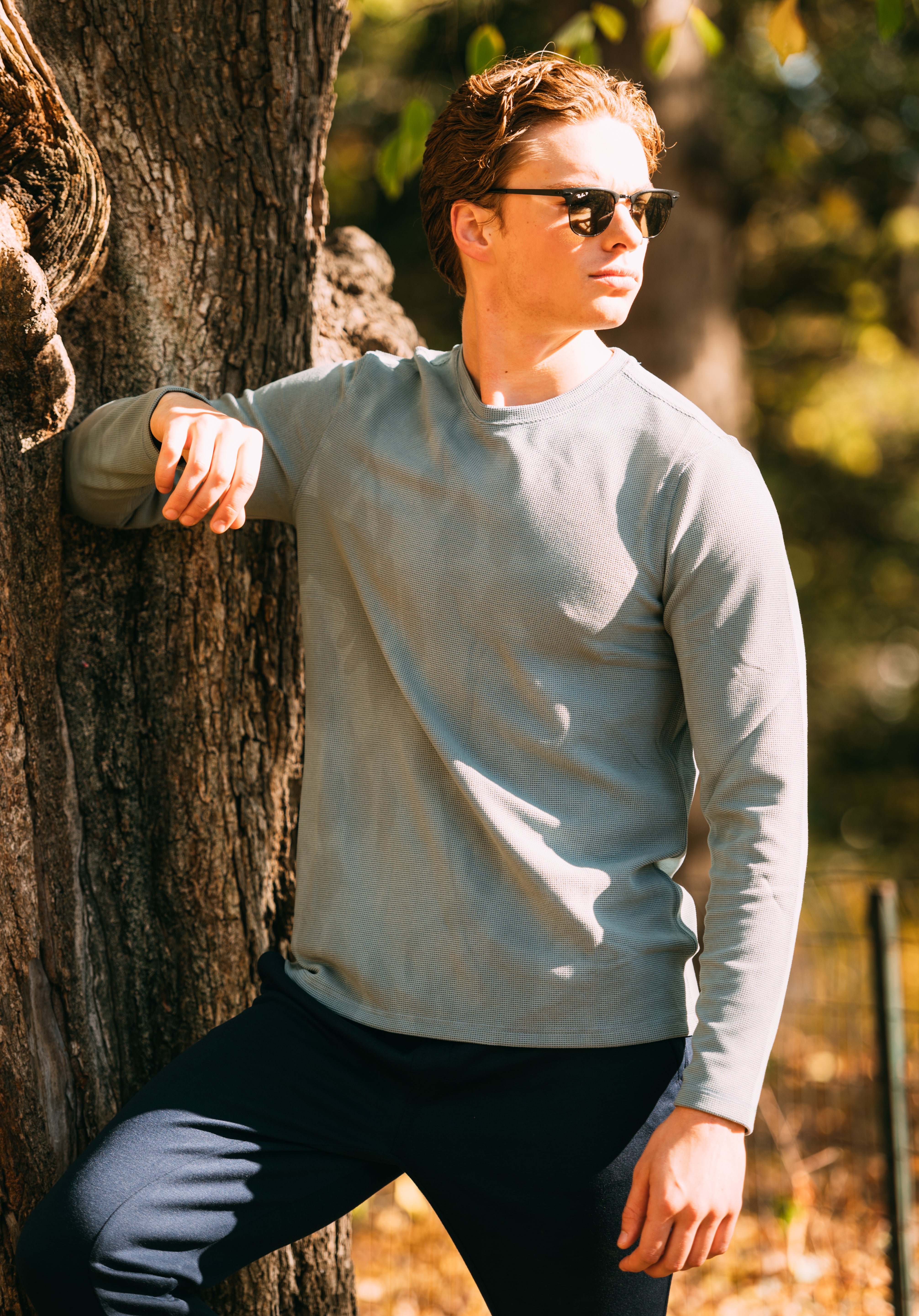 Mens Supreme Hyperlite Waffle Long Sleeve Crew Neck Shirt - 90 Degree by Reflex
