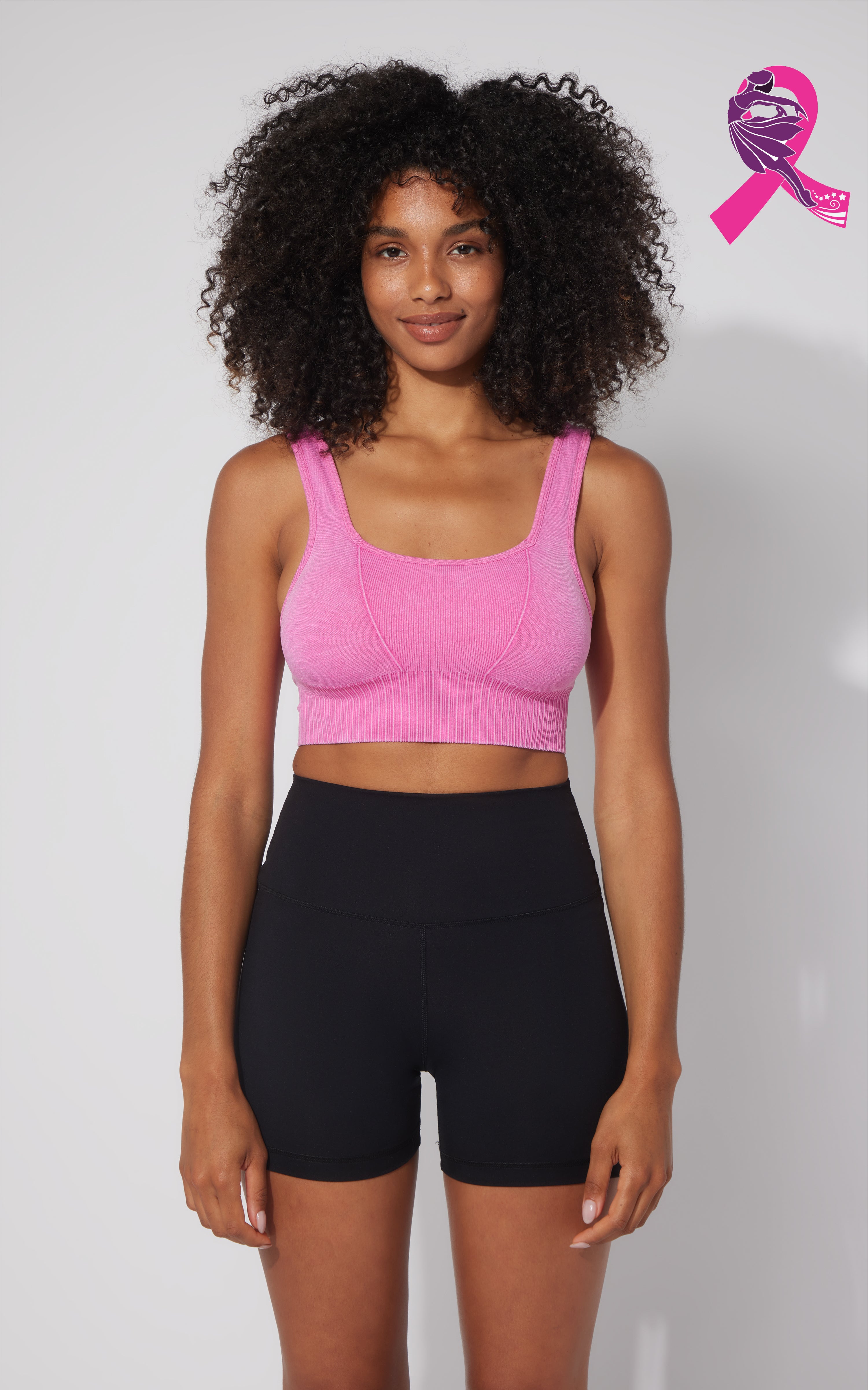 2 PK Stonewash Seamless Bra Tank - Pink Power