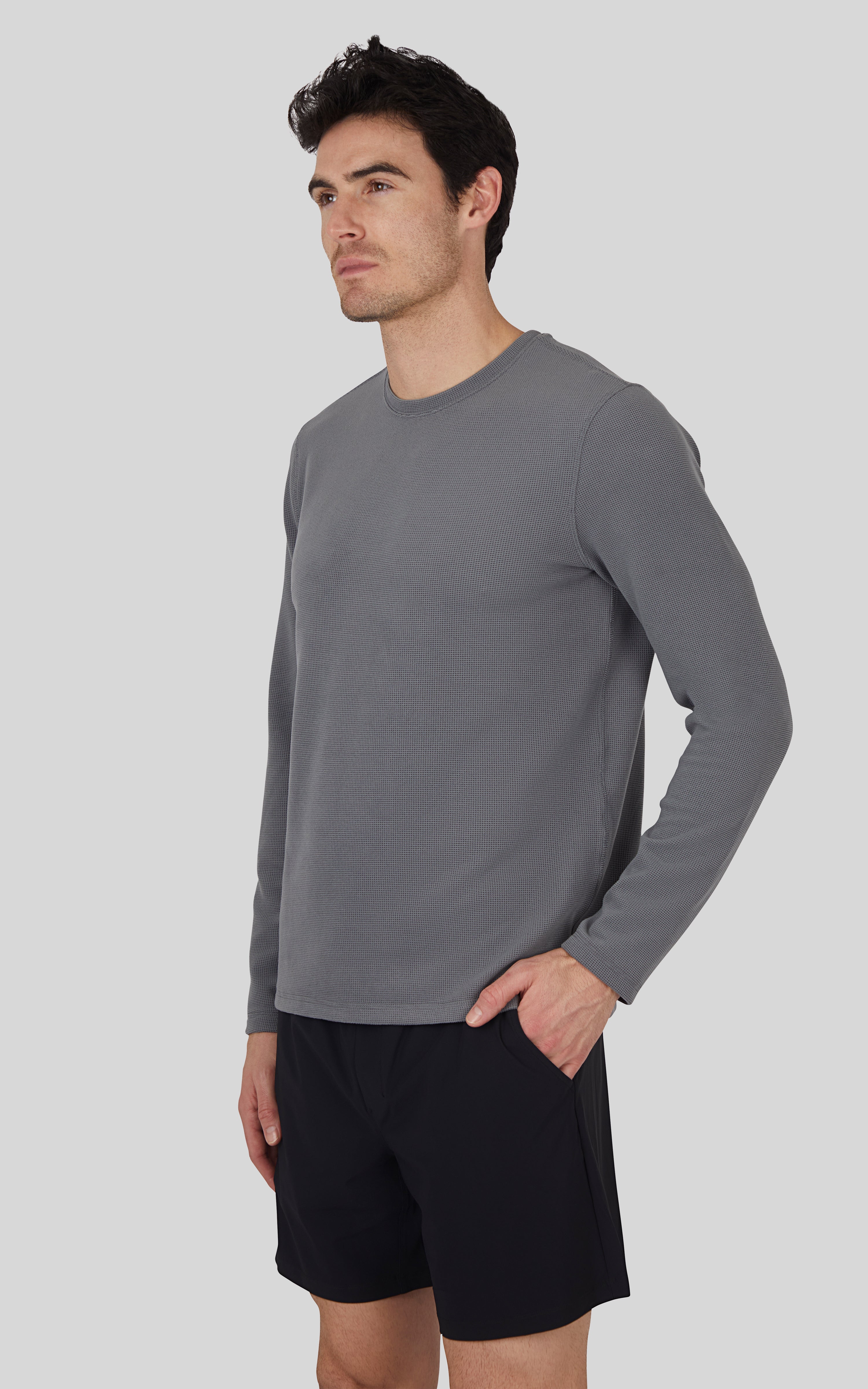 Mens Supreme Hyperlite Waffle Long Sleeve Crew Neck Shirt - 90 Degree by Reflex