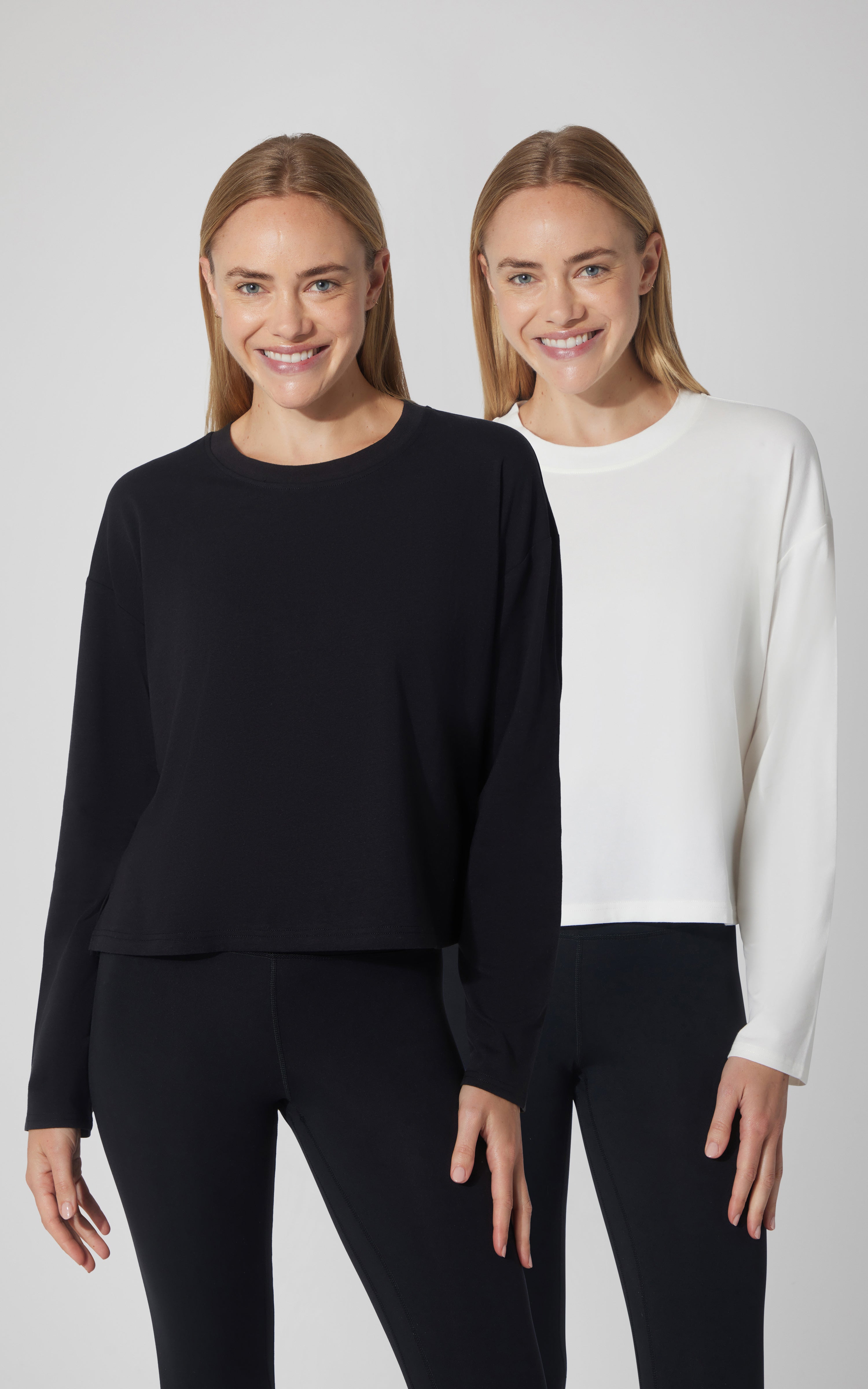 2 PK Cotton Deluxe Boxy Long Sleeve Top - 90 Degree by Reflex