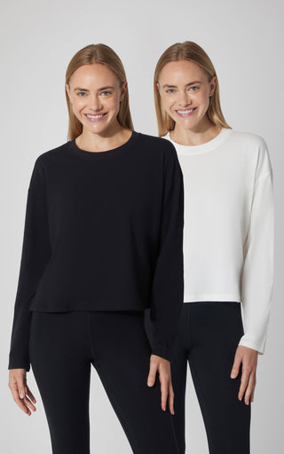 2 PK Cotton Deluxe Boxy Long Sleeve Top - 90 Degree by Reflex
