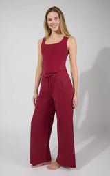 Terry Corset Tank & Fleece Wide Leg Pant Set - 90 Degree by Reflex