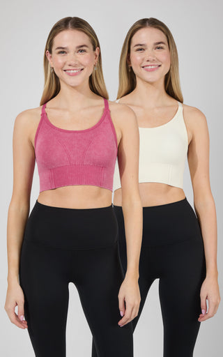 2 PK Stone Washed Verta Textured Bra - 90 Degree by Reflex