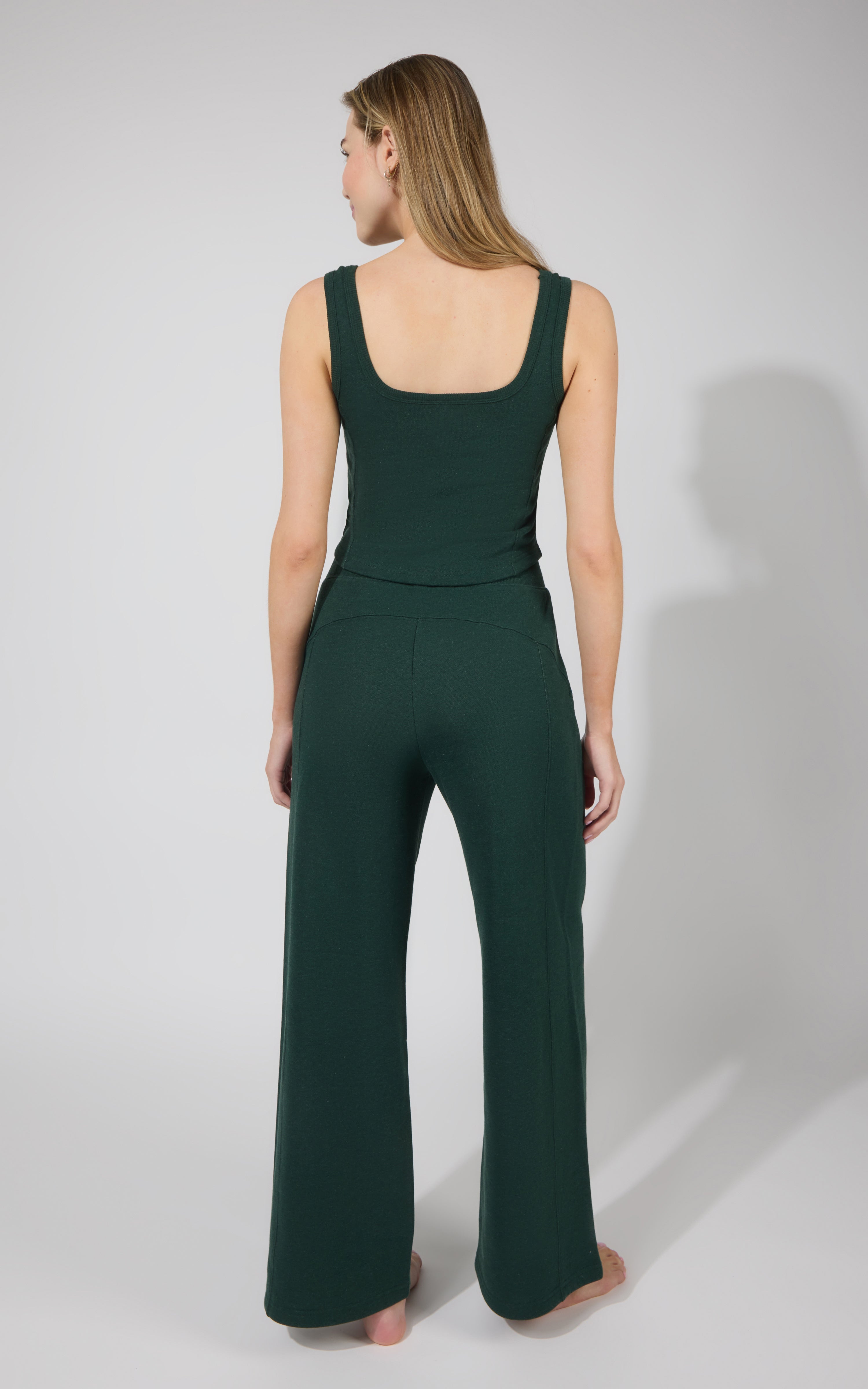 Terry Corset Tank & Fleece Wide Leg Pant Set - 90 Degree by Reflex