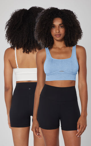2 PK Stonewash Ribbed Seamless Bra - 90 Degree by Reflex