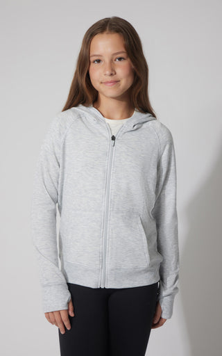 Girls Brushed Full Zip Hooded Jacket - 90 Degree by Reflex