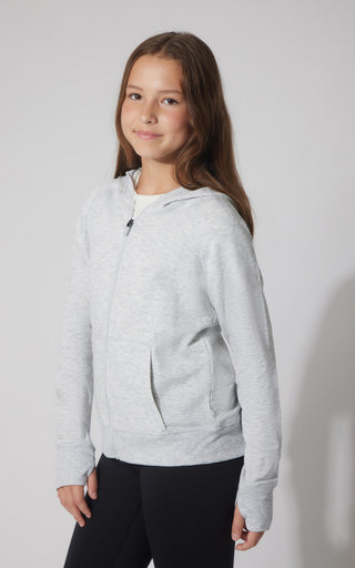 Girls Brushed Full Zip Hooded Jacket - 90 Degree by Reflex
