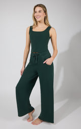 Terry Corset Tank & Fleece Wide Leg Pant Set - 90 Degree by Reflex