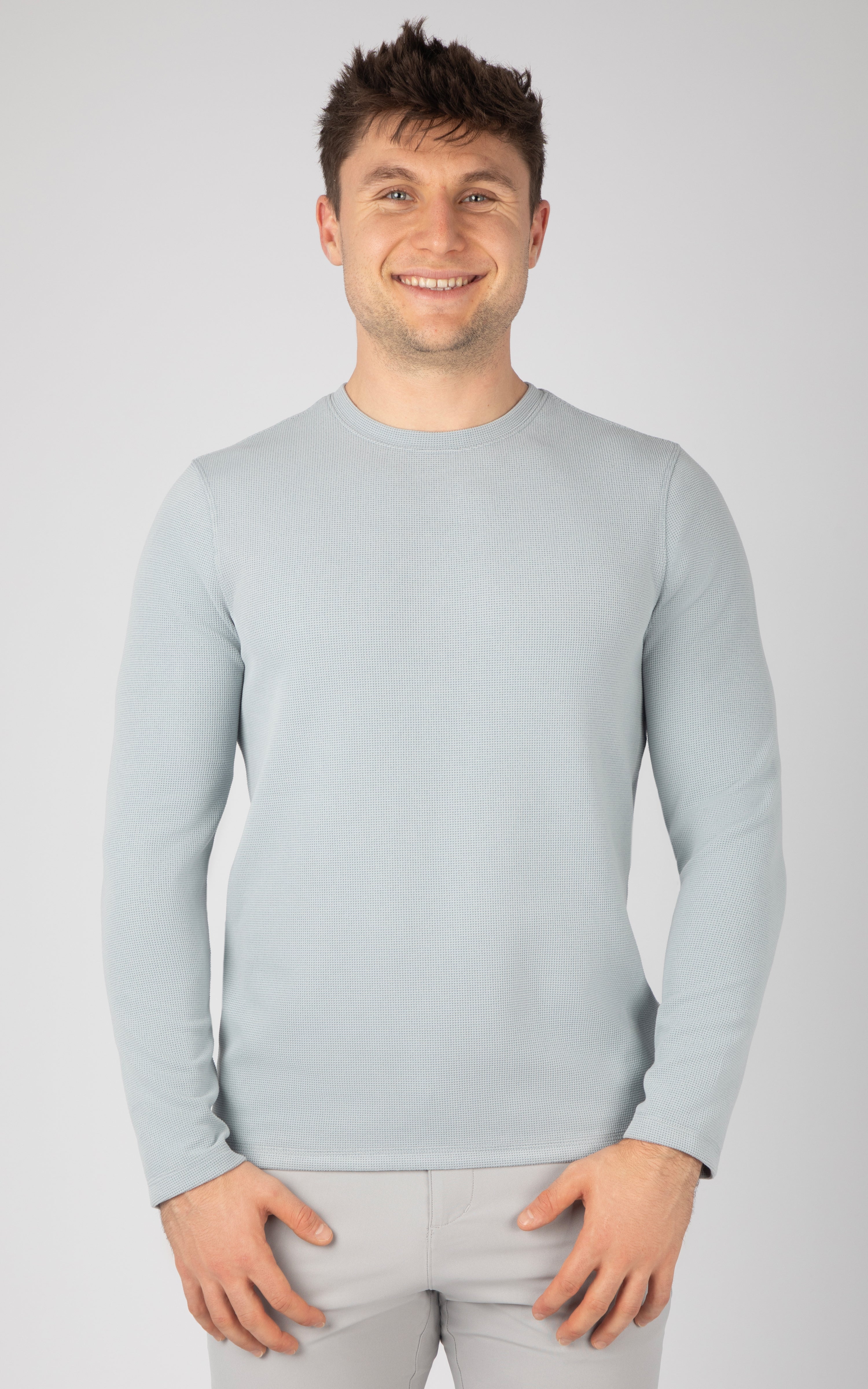 Mens Supreme Hyperlite Waffle Long Sleeve Crew Neck Shirt - 90 Degree by Reflex