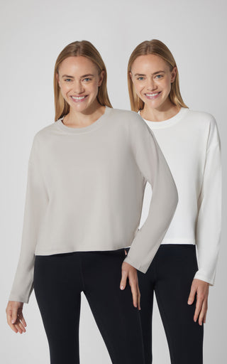 2 PK Cotton Deluxe Boxy Long Sleeve Top - 90 Degree by Reflex