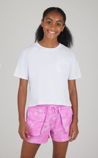 Girls 2 PC Boxy Tee and Woven Cargo Short - 90 Degree by Reflex