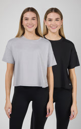2 Pack Super Soft Deluxe Boxy Cropped Tee - 90 Degree by Reflex