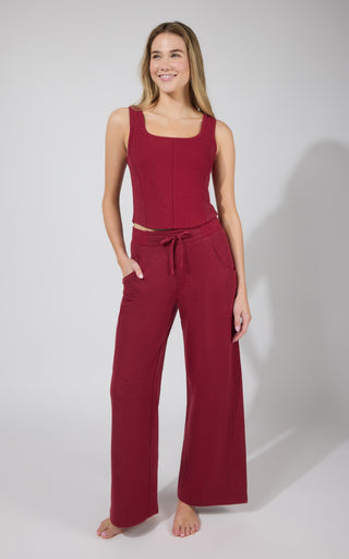 Terry Corset Tank & Fleece Wide Leg Pant Set - 90 Degree by Reflex