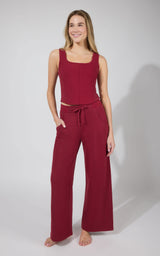 Terry Corset Tank & Fleece Wide Leg Pant Set - 90 Degree by Reflex