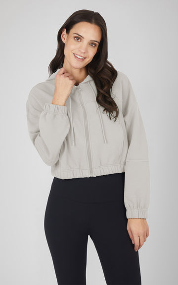 Cloud Plush  Side Pocket Cropped Hoodie