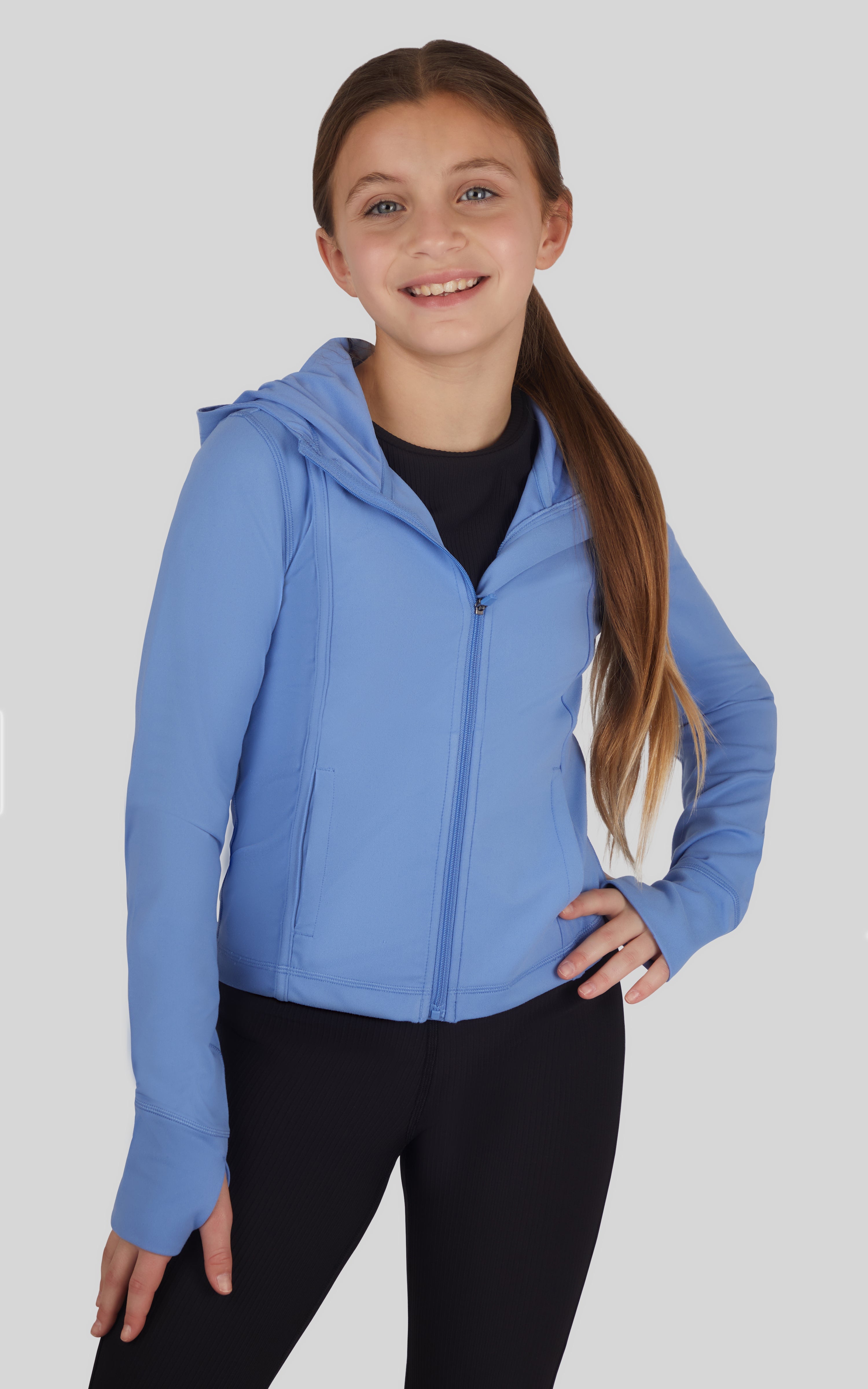 Girls Lux Full Zip Hooded Jacket - 90 Degree by Reflex