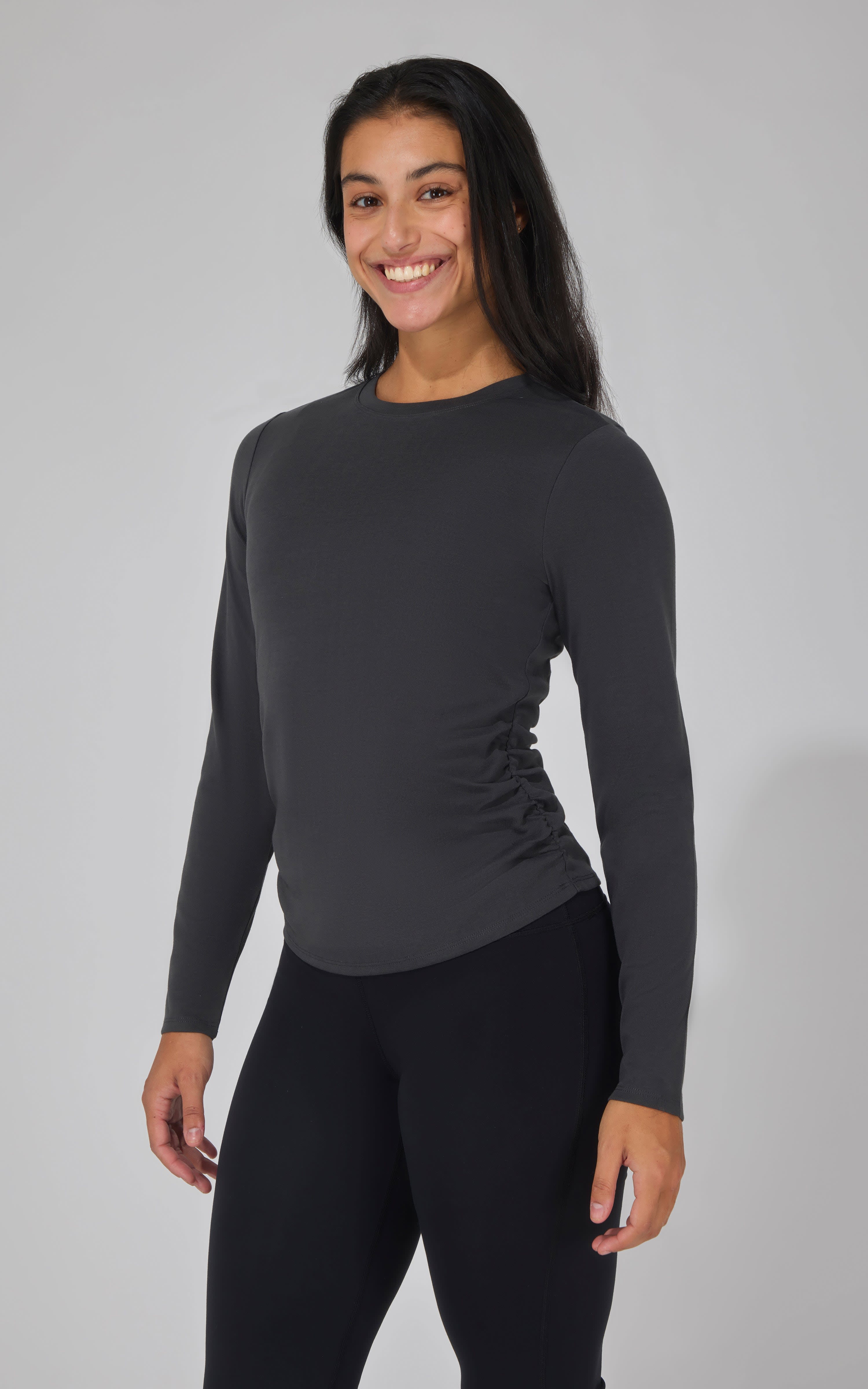 Yogalicious 2 PK Side Ruched Long Sleeve Top - 90 Degree by Reflex
