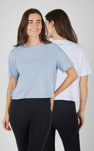 2 PK Stone Washed Cotton and Super Soft Tee - 90 Degree by Reflex