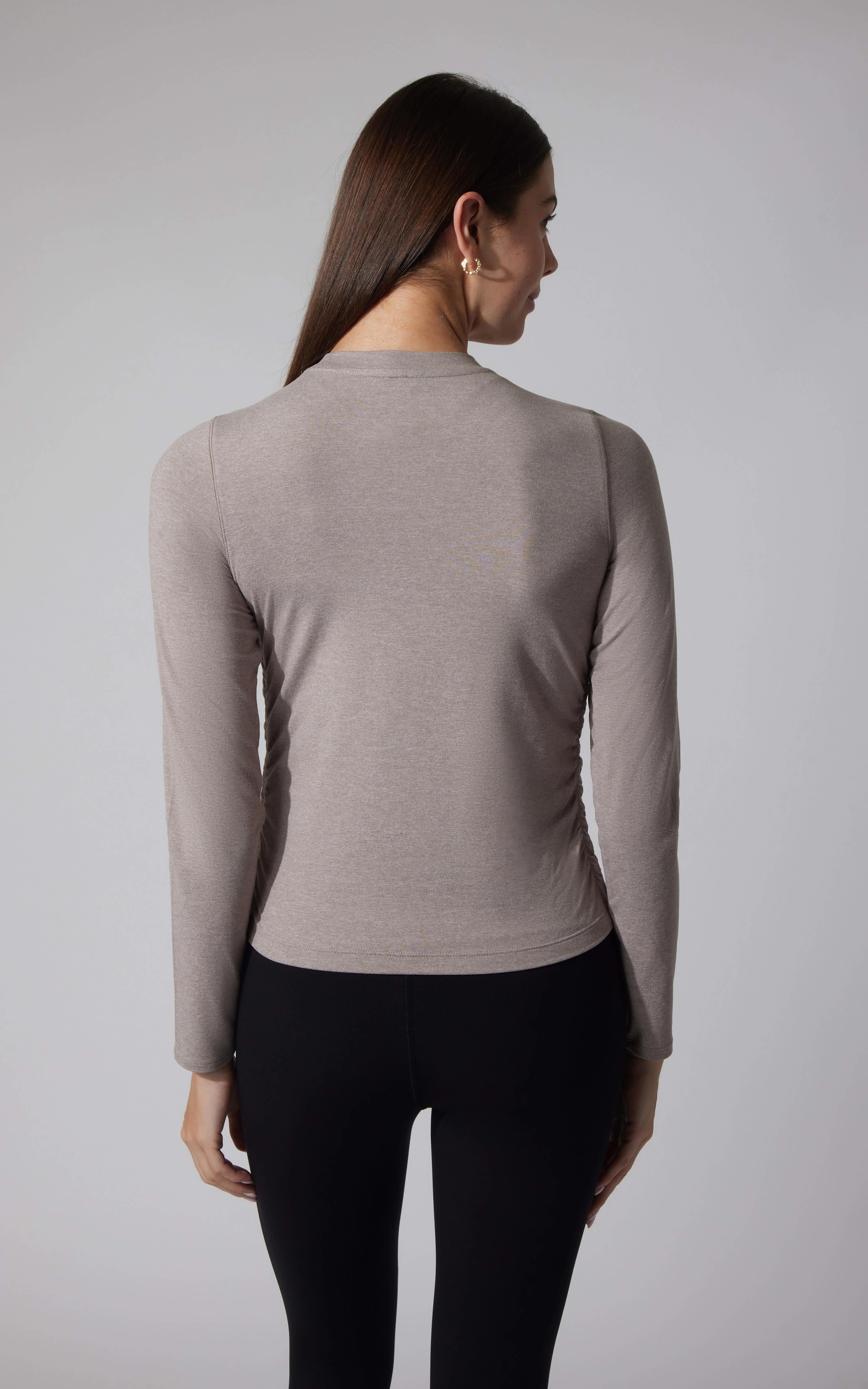 2 PK Cationic Jersey Crew Neck Top with Side Ruching and Everyday Crew Neck Top