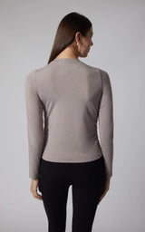 2 PK Cationic Jersey Crew Neck Top with Side Ruching and Everyday Crew Neck Top